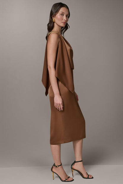 Donna Karan SLEEVELESS ASYMMETRIC MIDI DRESS