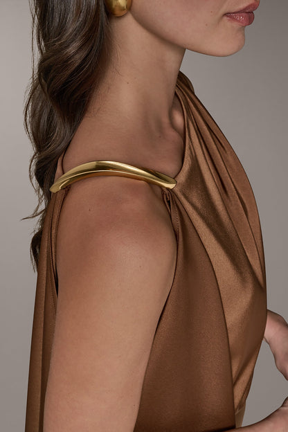 Donna Karan SLEEVELESS ASYMMETRIC MIDI DRESS