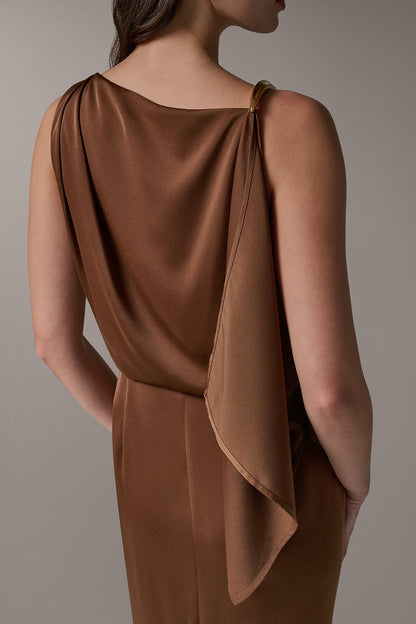 Donna Karan SLEEVELESS ASYMMETRIC MIDI DRESS