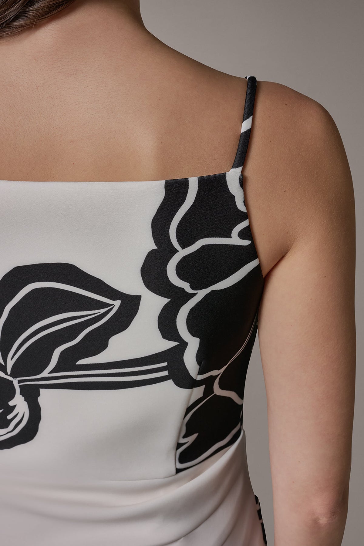 Donna Karan SLEEVELESS TWO-TONE FLORAL MIDI SHEATH DRESS