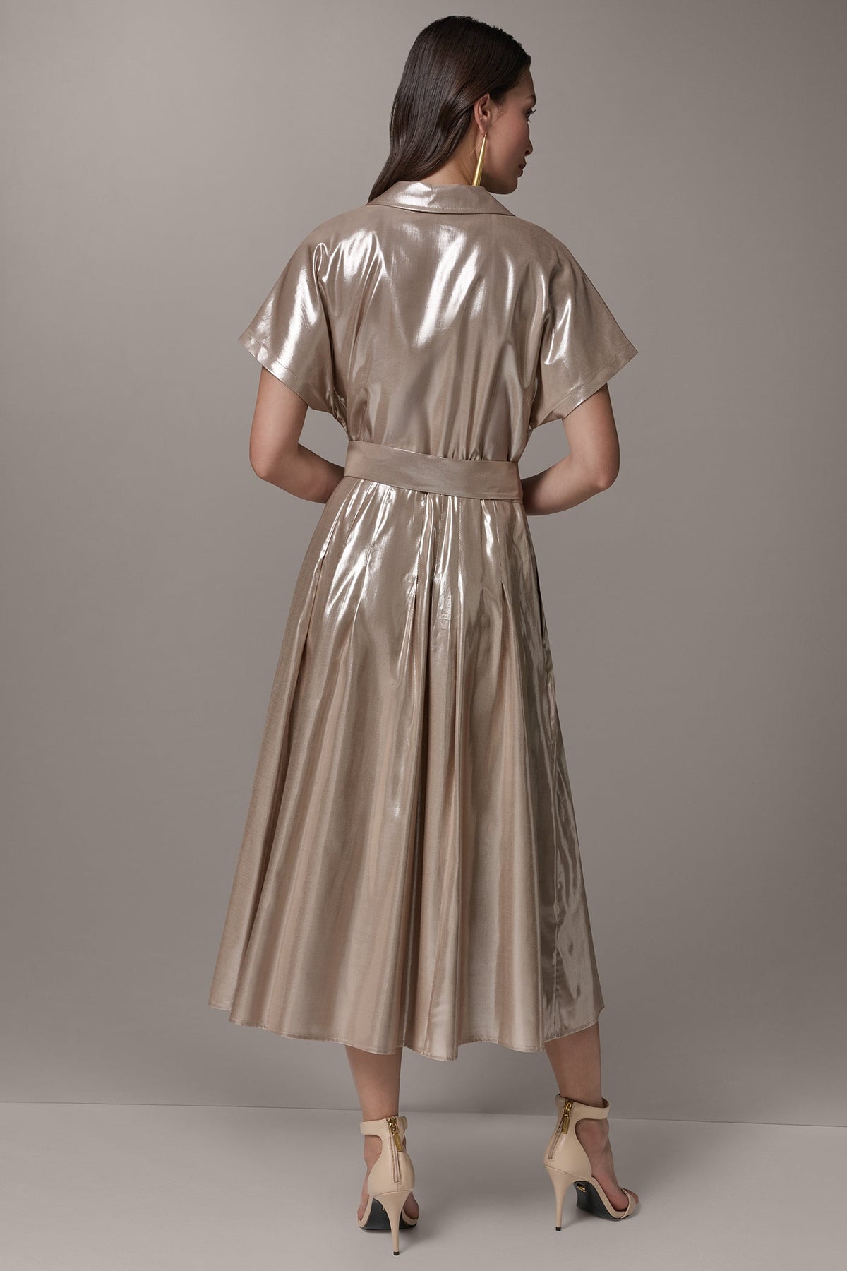 Donna Karan SHORT SLEEVE MIDI SHIRT DRESS