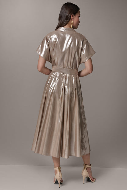 Donna Karan SHORT SLEEVE MIDI SHIRT DRESS