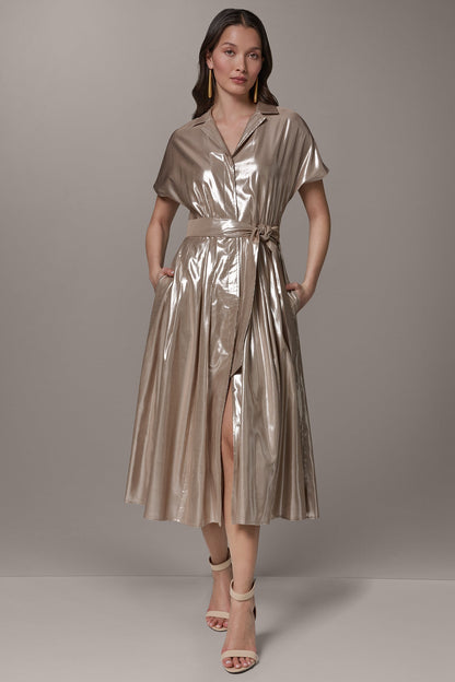 Donna Karan SHORT SLEEVE MIDI SHIRT DRESS
