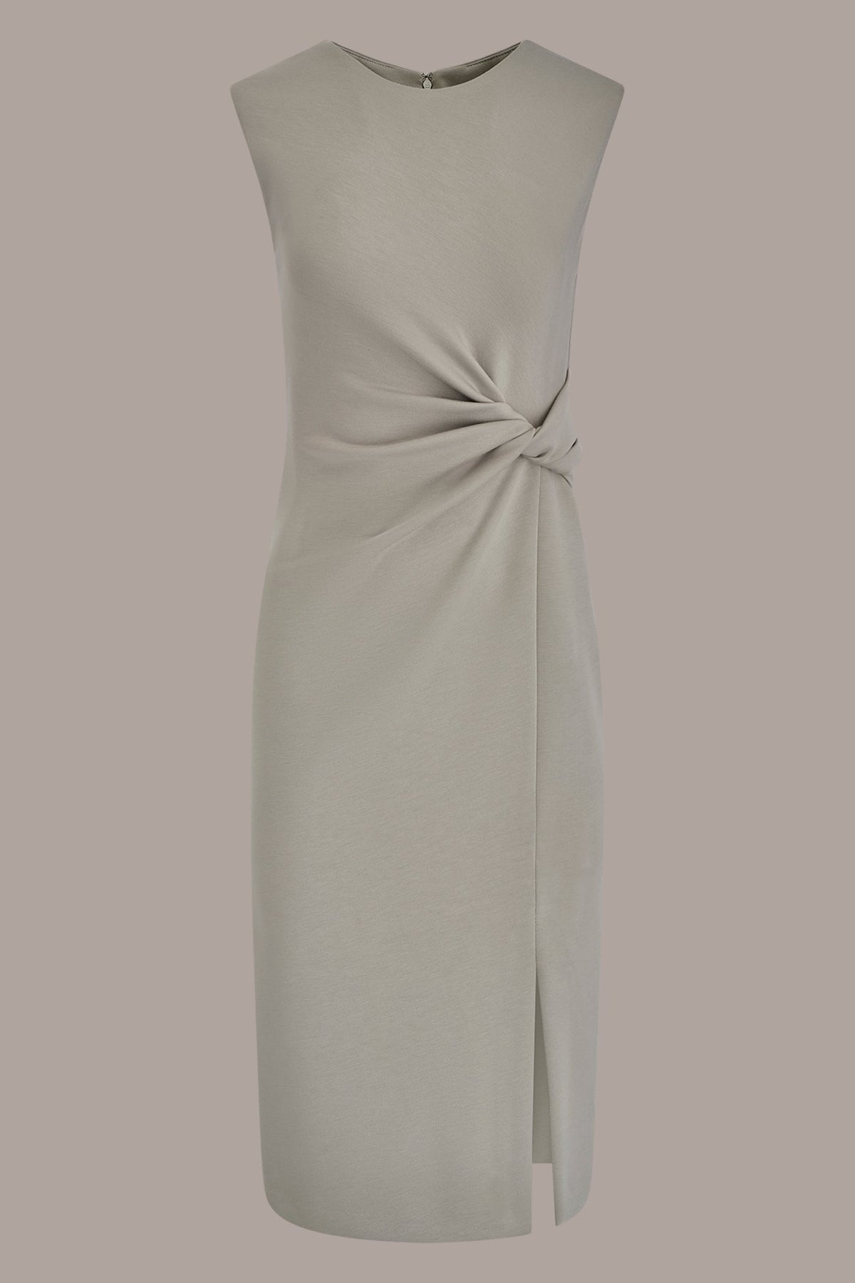 Donna Karan SLEEVELESS CREW-NECK TWIST MIDI SHEATH DRESS