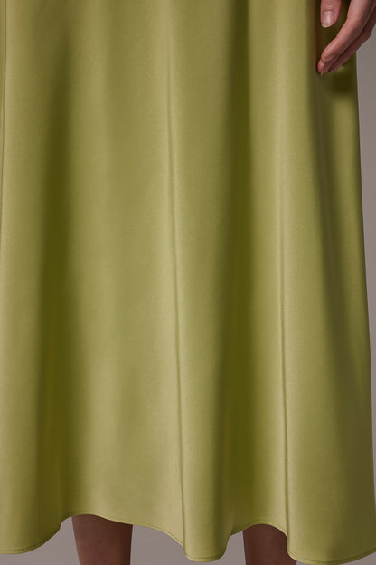 Donna Karan SATIN MIDI A-LINE HALTER DRESS