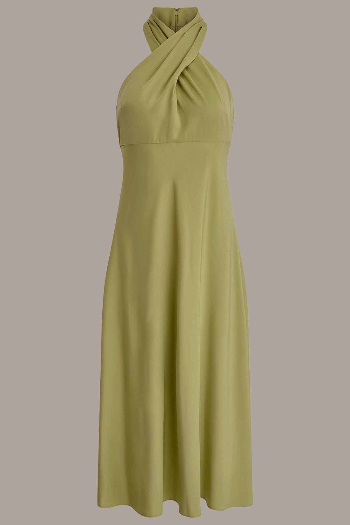 Donna Karan SATIN MIDI A-LINE HALTER DRESS