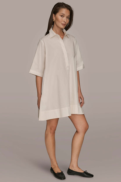 Donna Karan ELBOW-SLEEVE MINI SHIRT DRESS