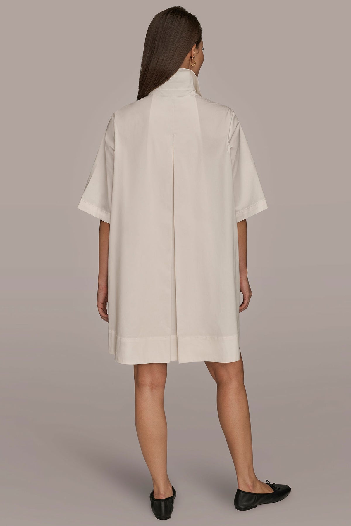 Donna Karan ELBOW-SLEEVE MINI SHIRT DRESS