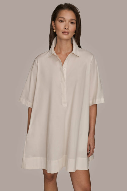 Donna Karan ELBOW-SLEEVE MINI SHIRT DRESS