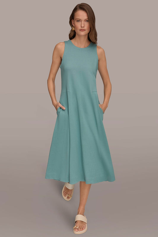 Donna Karan SLEEVELESS MIDI TRAPEZE DRESS