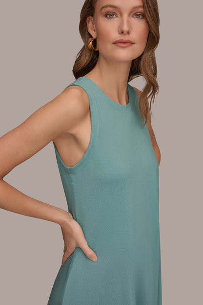 Donna Karan SLEEVELESS MIDI TRAPEZE DRESS