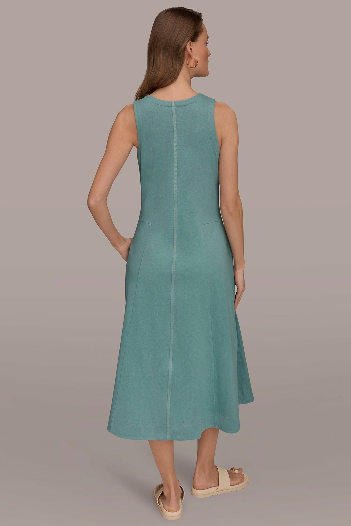 Donna Karan SLEEVELESS MIDI TRAPEZE DRESS