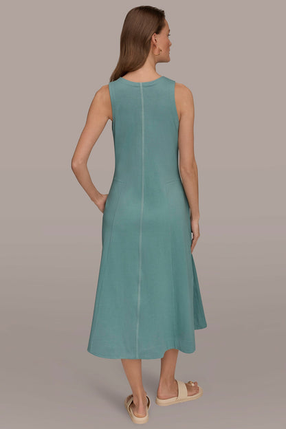 Donna Karan SLEEVELESS MIDI TRAPEZE DRESS