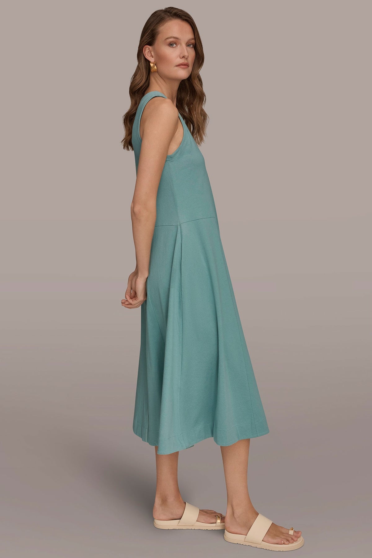 Donna Karan SLEEVELESS MIDI TRAPEZE DRESS