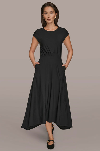 Donna Karan THE MODERN TRAVEL MIDI FIT AND FLARE DRESS