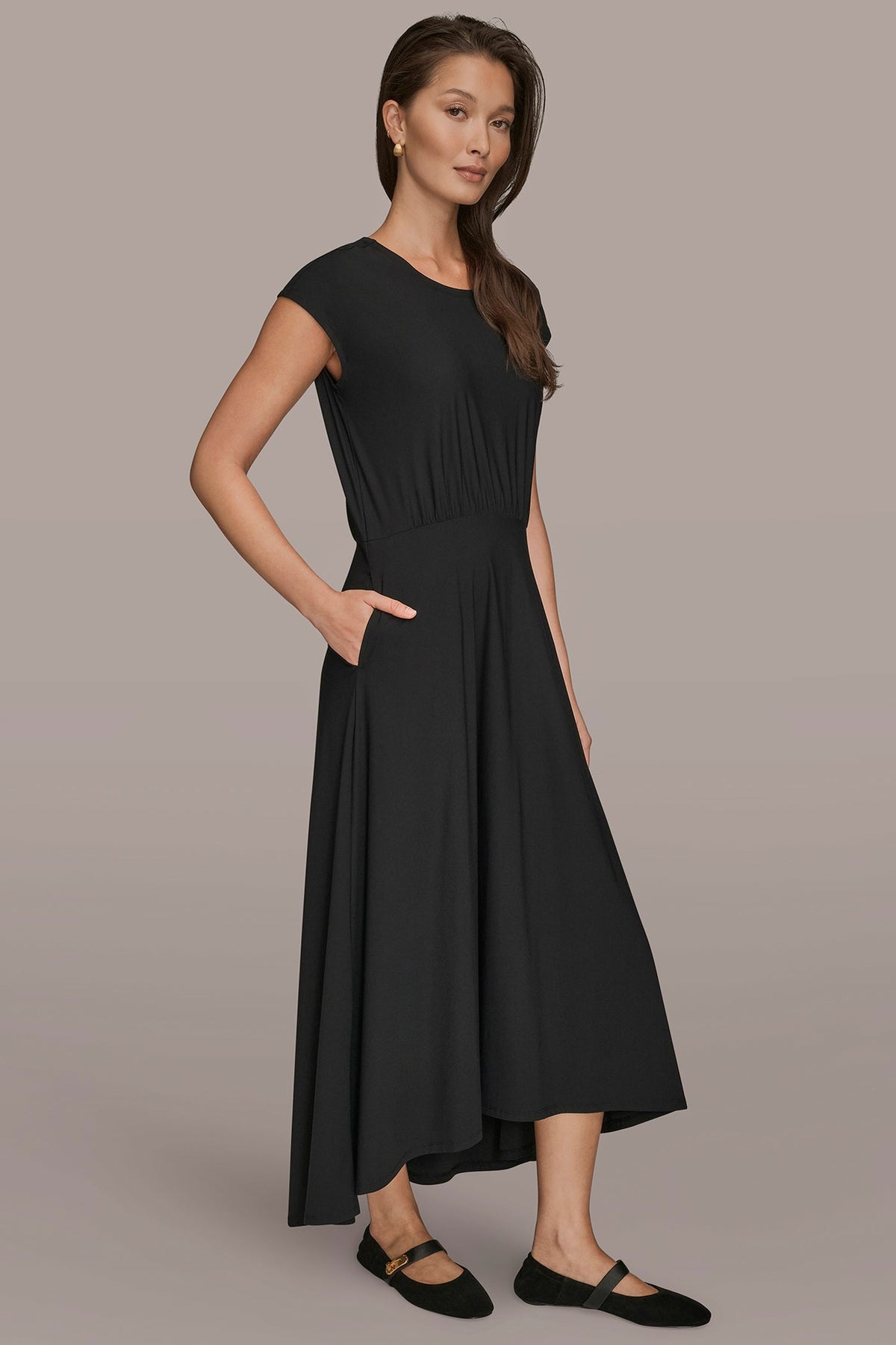Donna Karan THE MODERN TRAVEL MIDI FIT AND FLARE DRESS