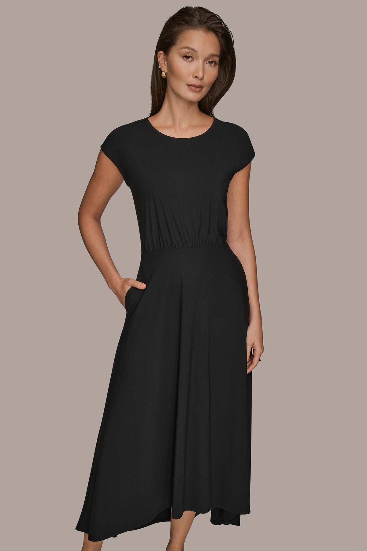 Donna Karan THE MODERN TRAVEL MIDI FIT AND FLARE DRESS