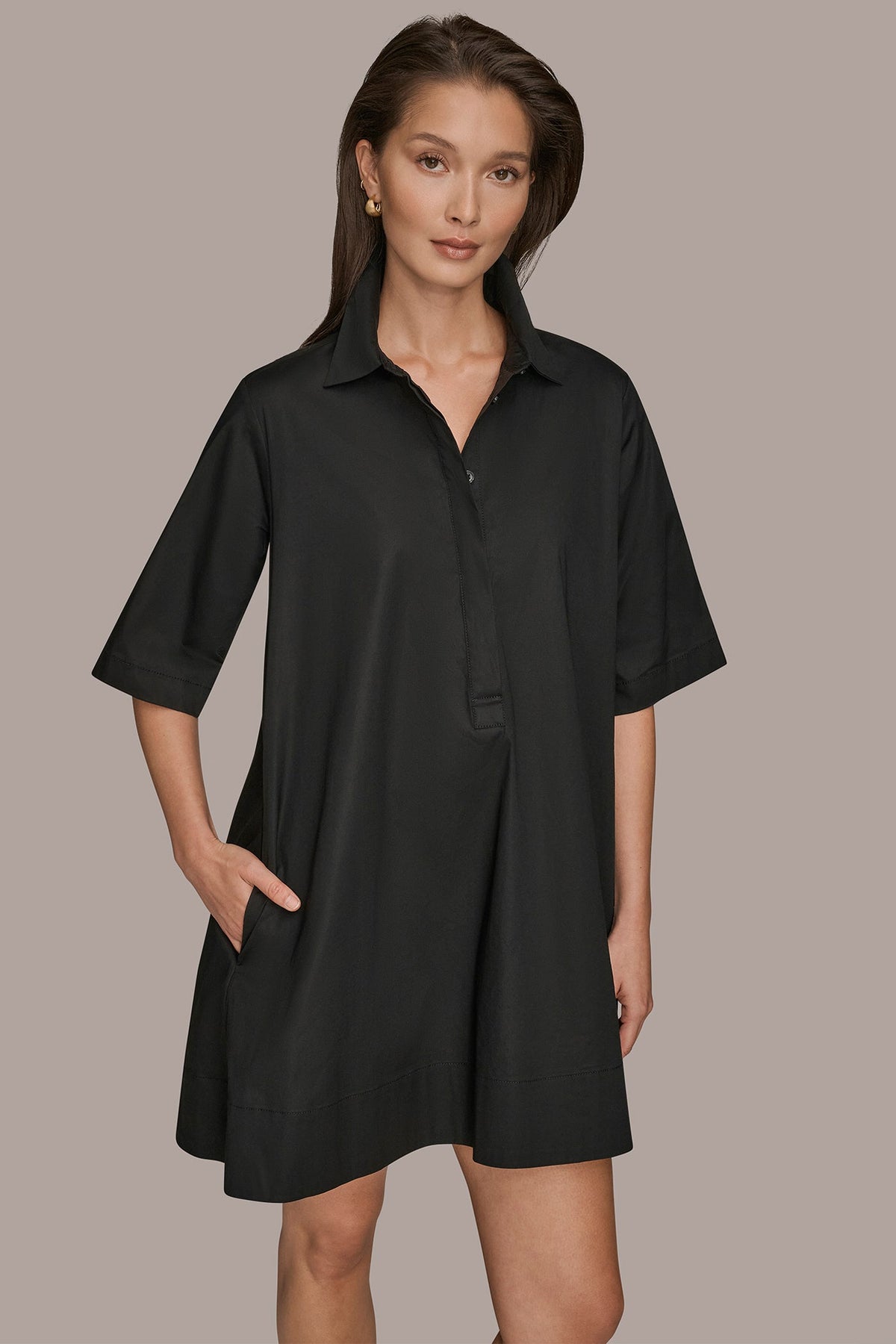 Donna Karan ELBOW-SLEEVE DRESS