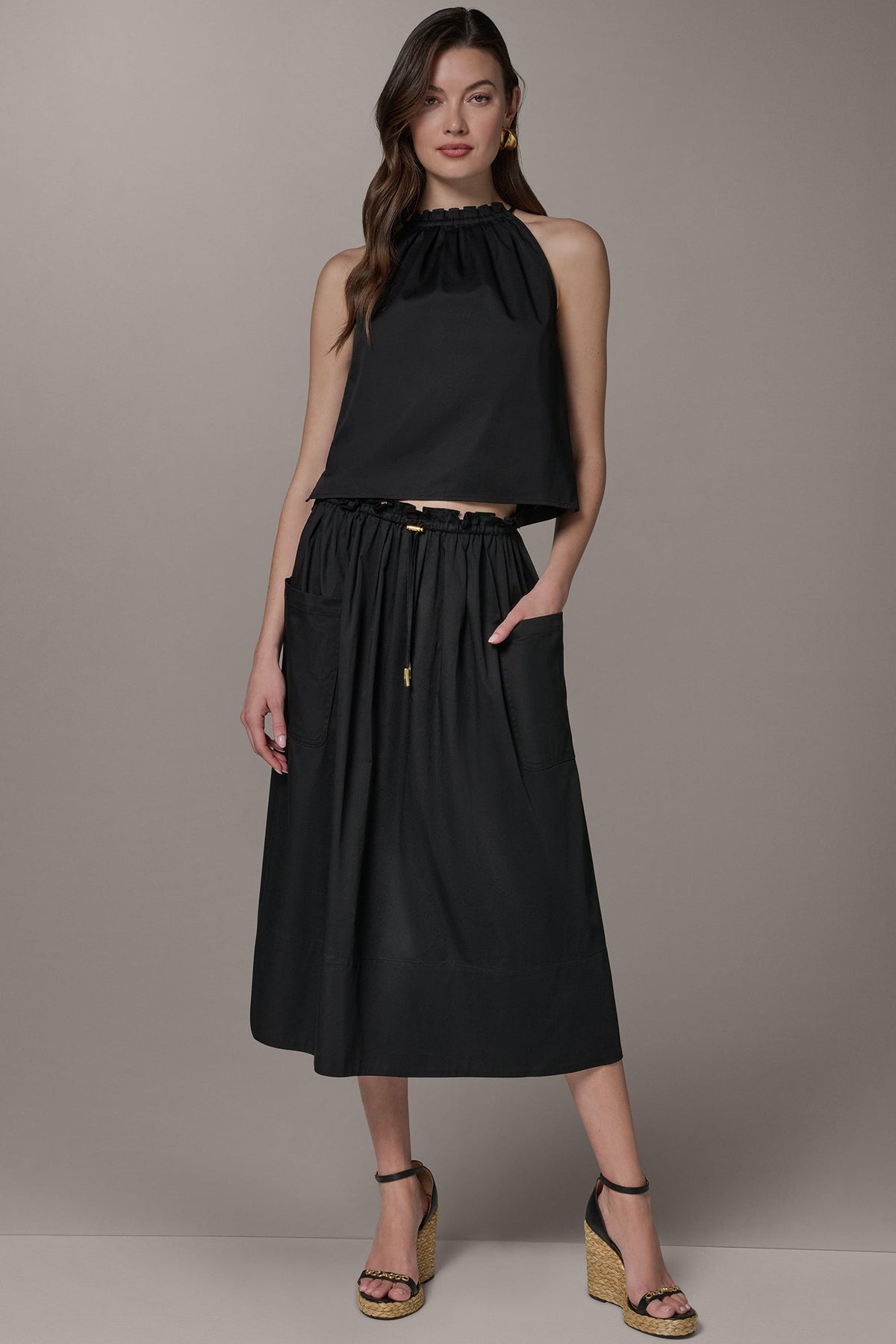 Donna Karan TWO-PIECE HALTER TOP AND MIDI SKIRT