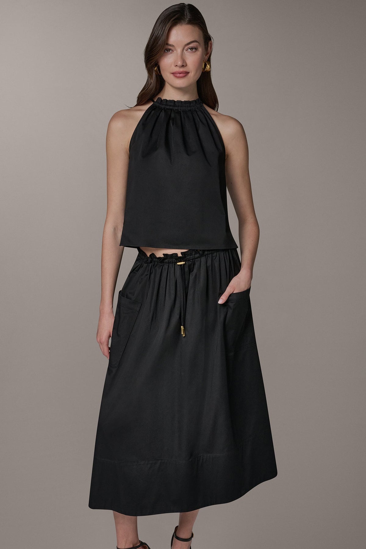 Donna Karan TWO-PIECE HALTER TOP AND MIDI SKIRT