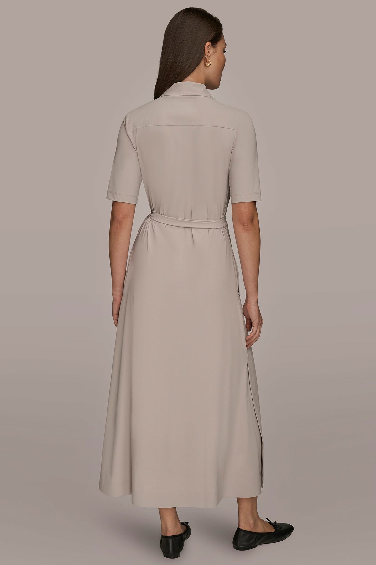 Donna Karan THE MODERN TRAVEL ELBOW-SLEEVE MIDI WRAP DRESS