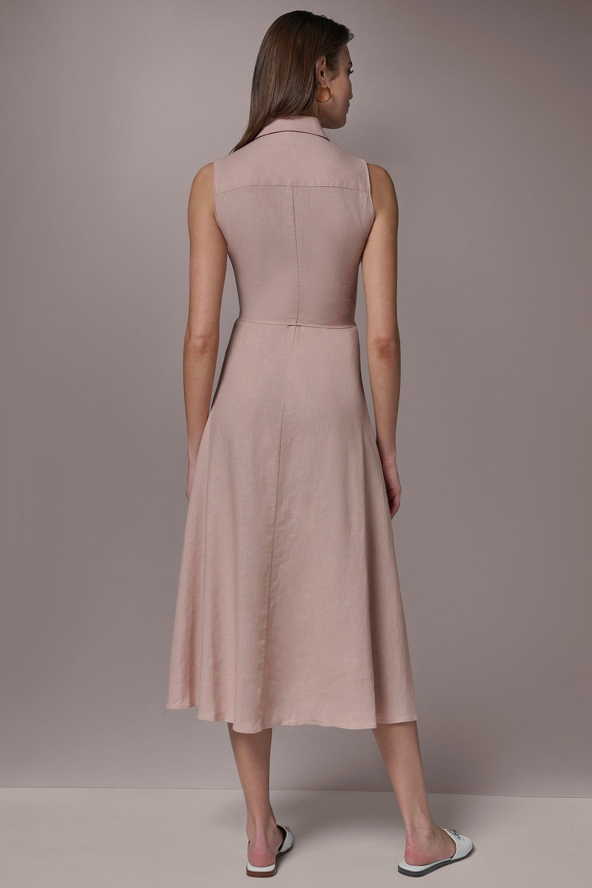 Donna Karan LINEN-BLEND MIDI SHIRT DRESS