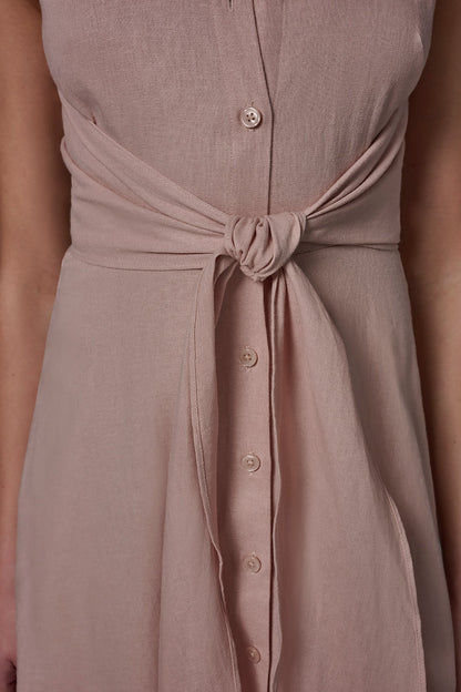 Donna Karan LINEN-BLEND MIDI SHIRT DRESS