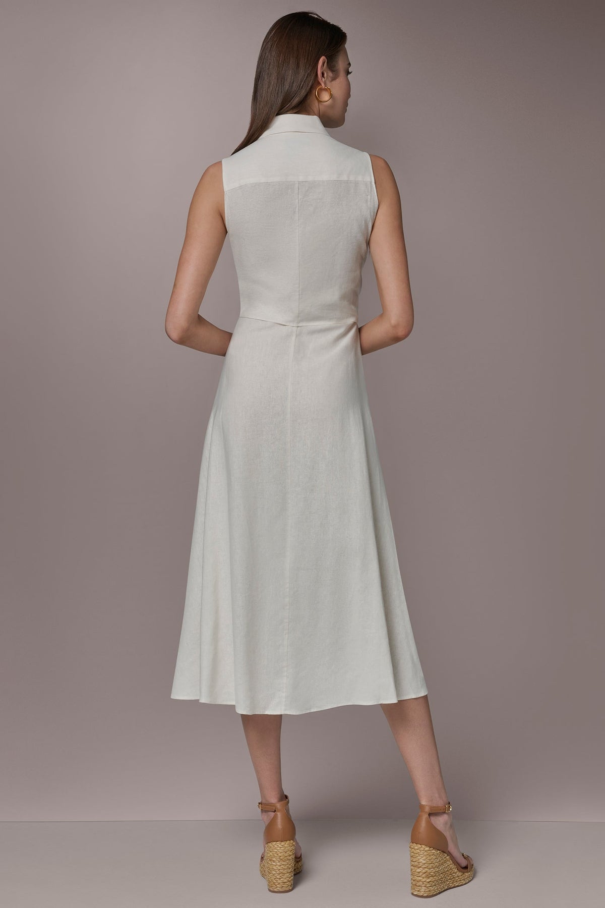 Donna Karan LINEN-BLEND MIDI SHIRT DRESS