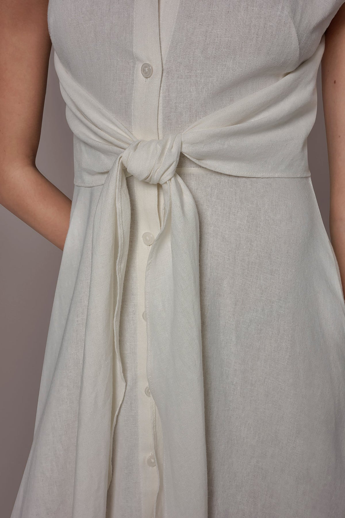 Donna Karan LINEN-BLEND MIDI SHIRT DRESS