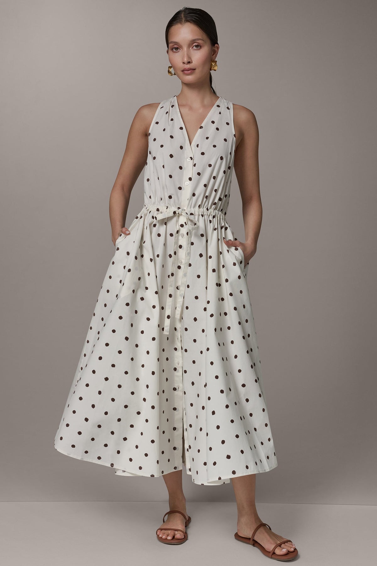 Donna Karan SLEEVELESS MIDI HALTER DRESS