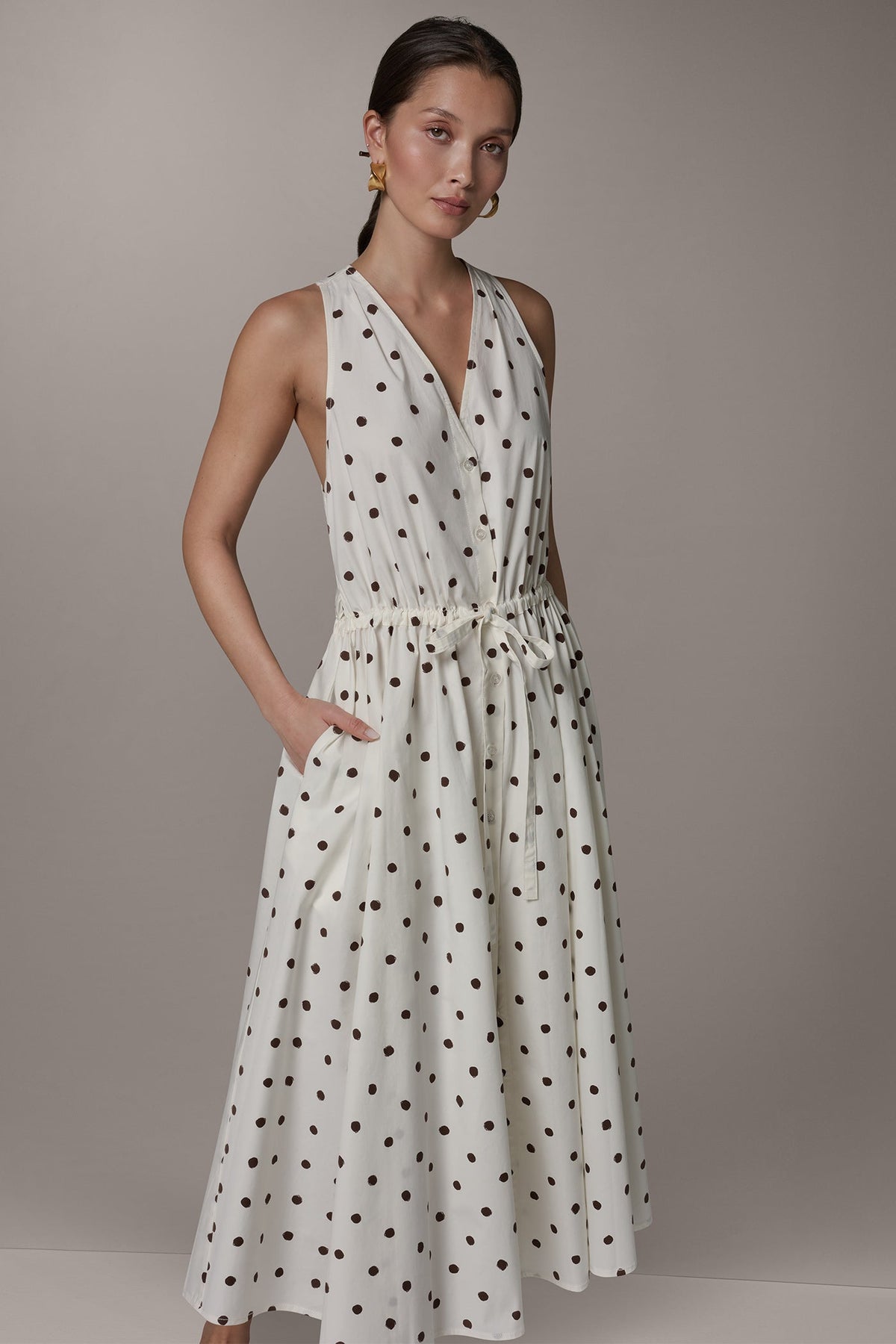 Donna Karan SLEEVELESS MIDI HALTER DRESS