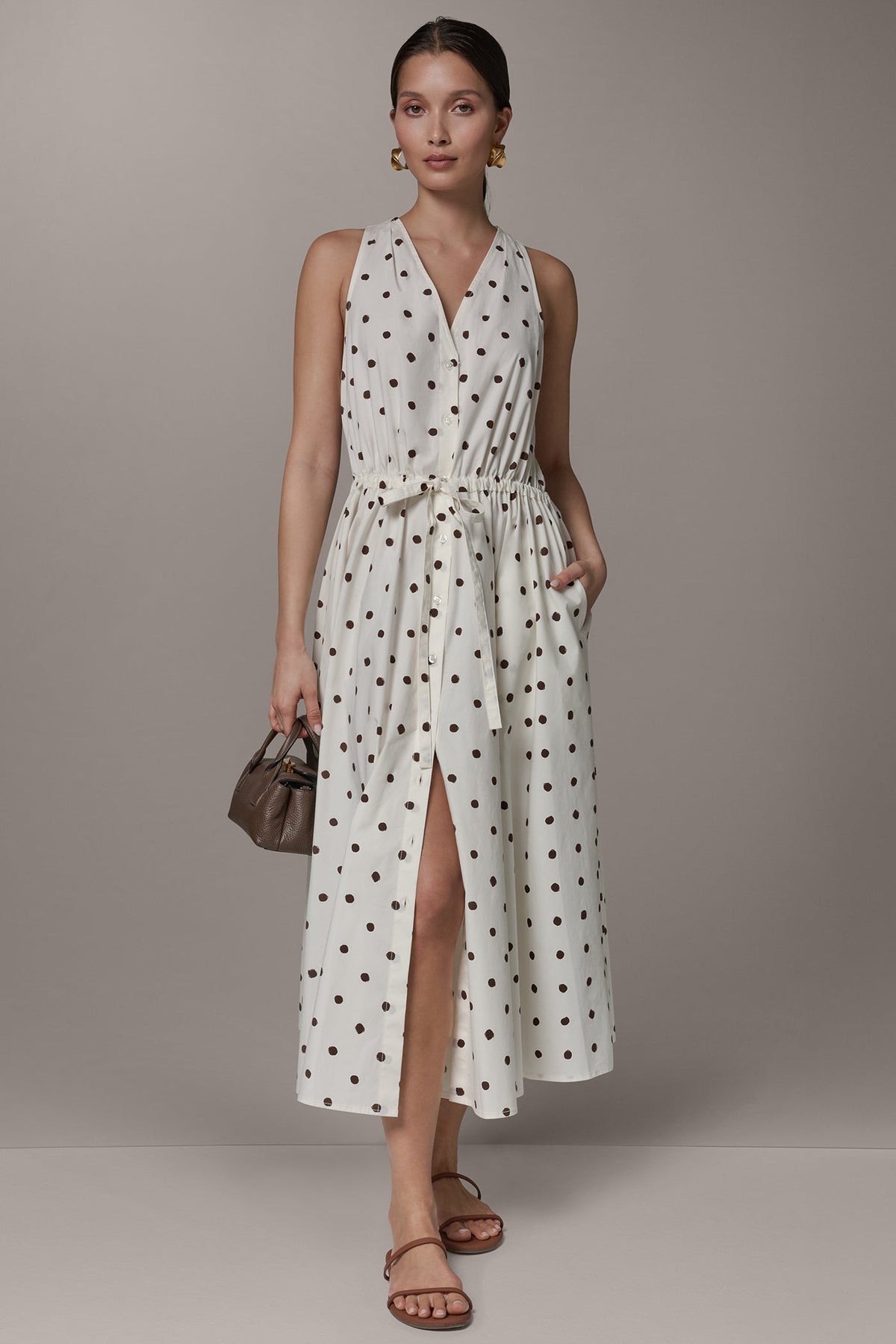 Donna Karan SLEEVELESS MIDI HALTER DRESS