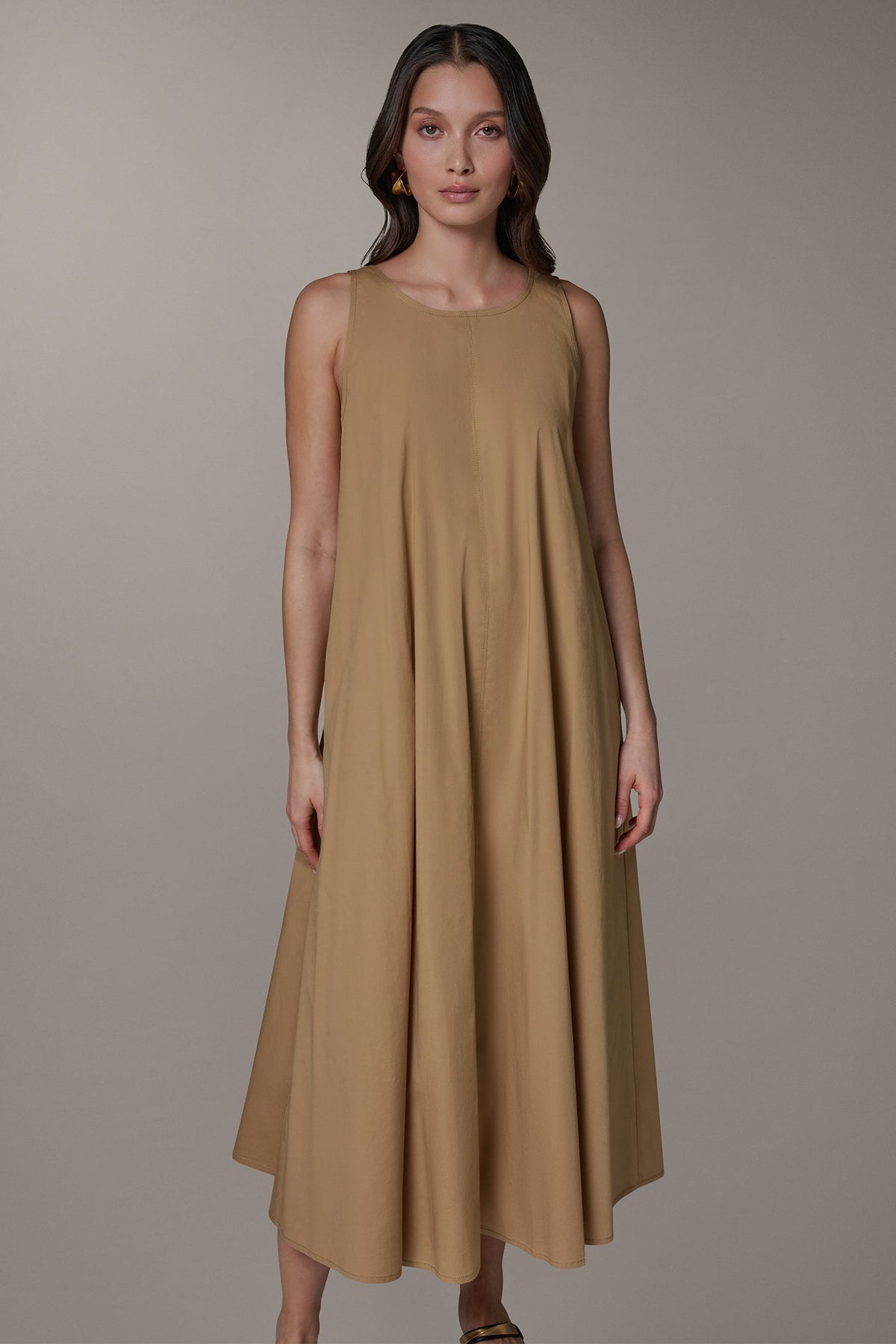 Donna Karan SLEEVELESS MAXI TRAPEZE DRESS
