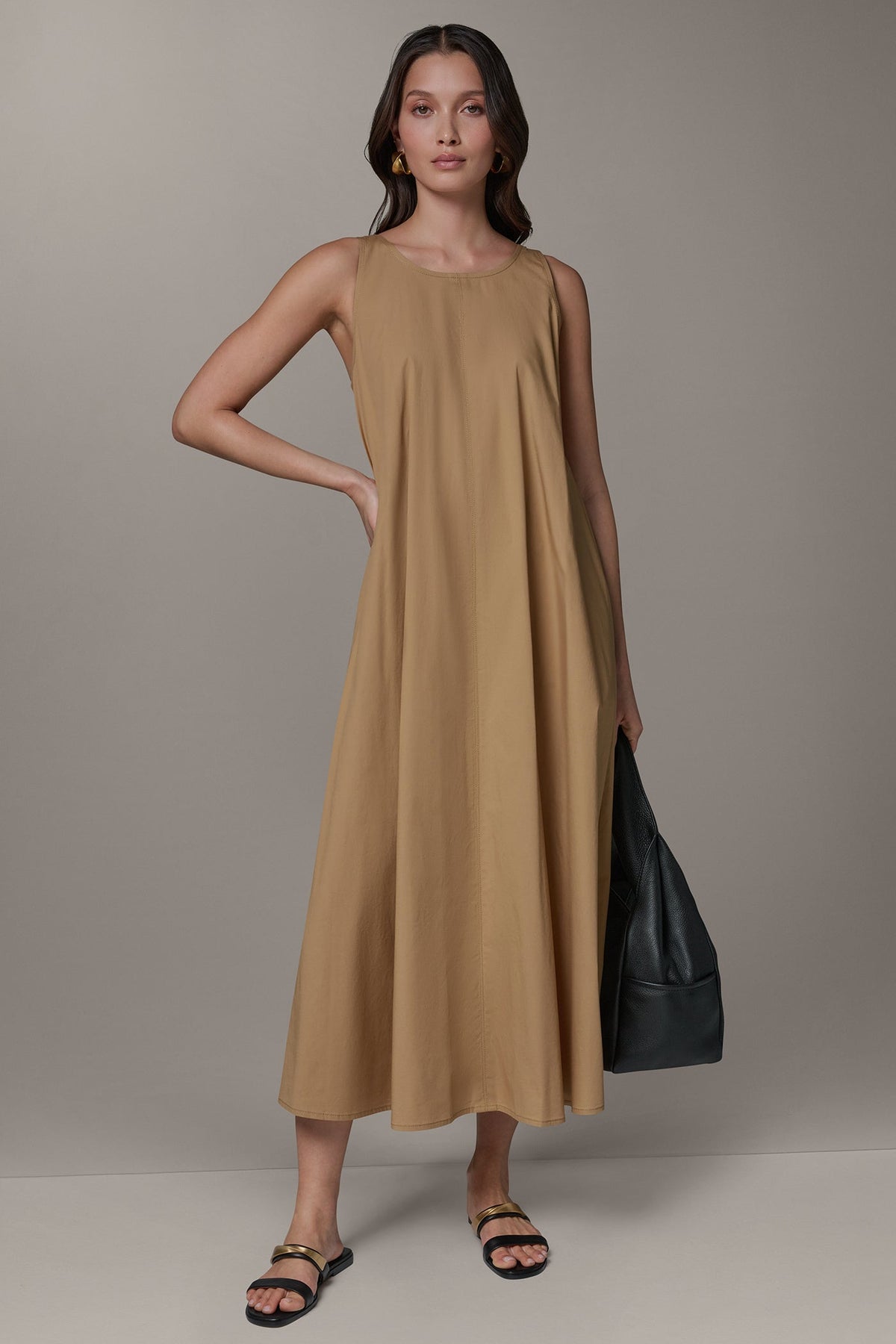 Donna Karan SLEEVELESS MAXI TRAPEZE DRESS