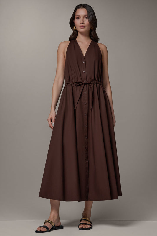 Donna Karan SLEEVELESS MIDI HALTER DRESS