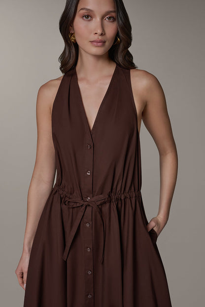 Donna Karan SLEEVELESS MIDI HALTER DRESS