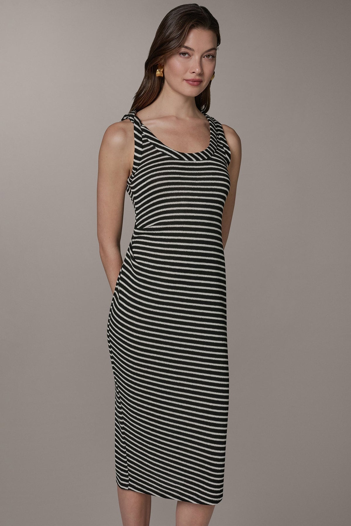 Donna Karan SLEEVELESS TWIST MIDI DRESS