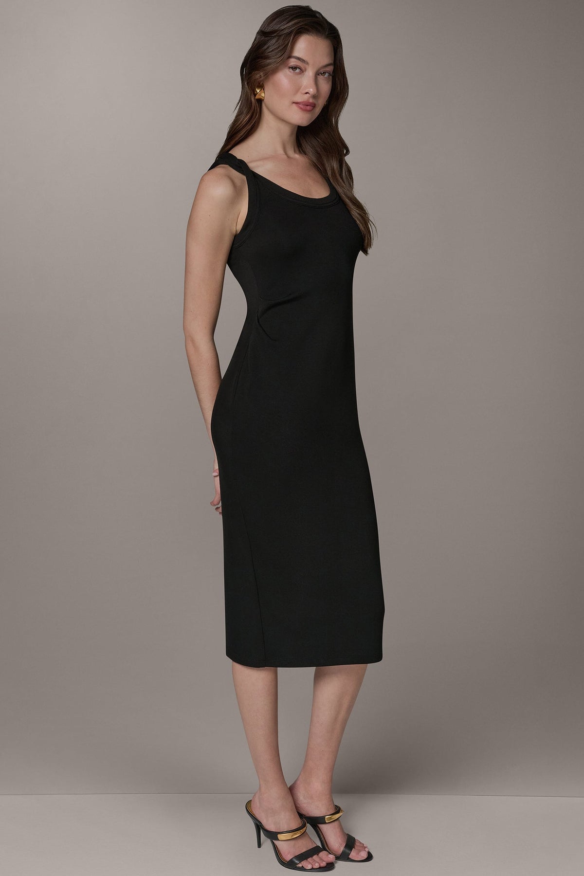 Donna Karan SLEEVELESS TWIST MIDI DRESS