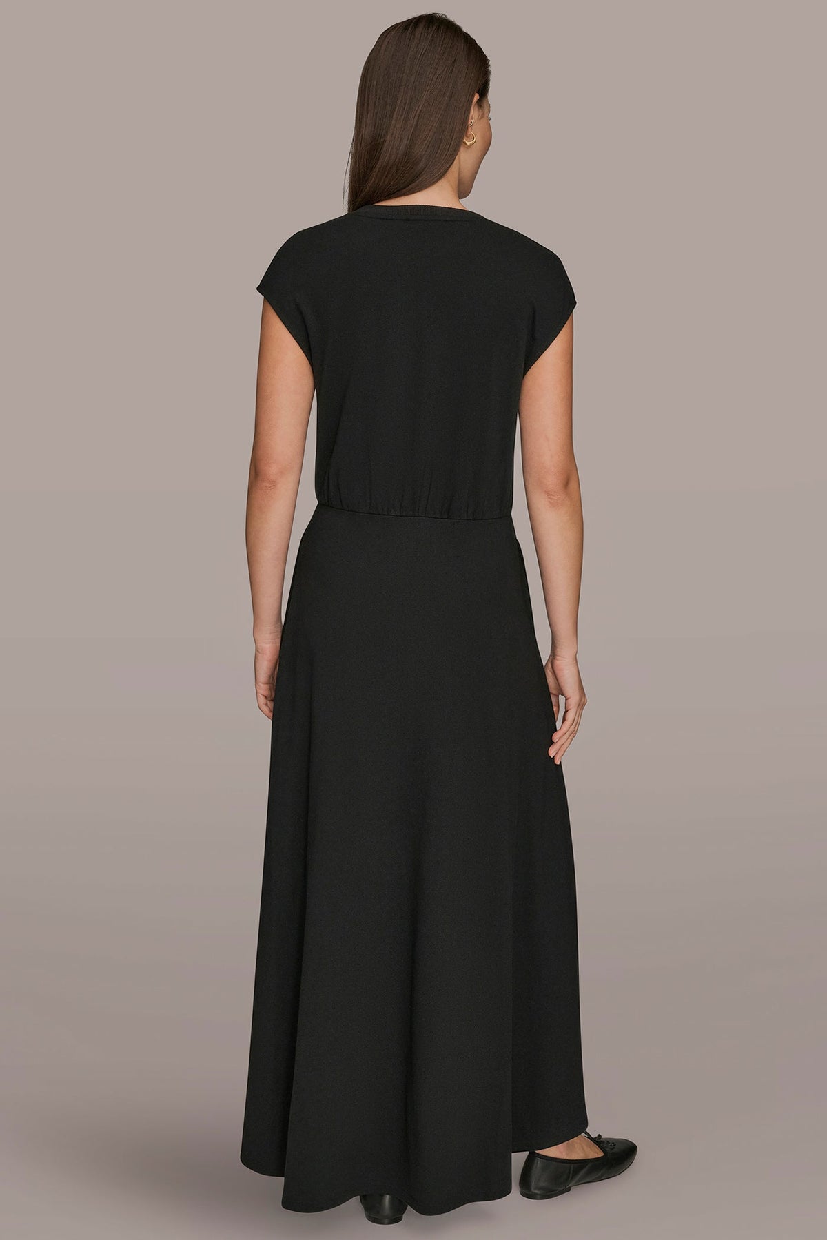 Donna Karan CAP SLEEVE CREW NECK DRESS