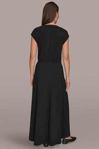 Donna Karan CAP SLEEVE CREW NECK DRESS