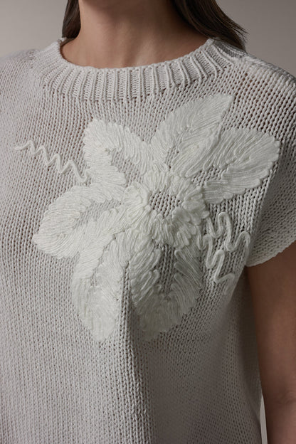 Donna Karan SLEEVELESS FLORAL SWEATER