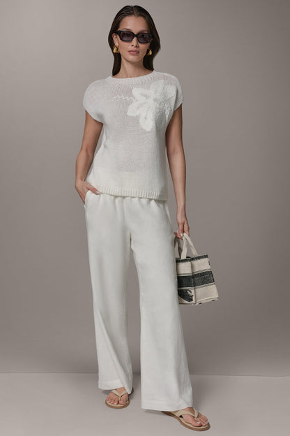 Donna Karan SLEEVELESS FLORAL SWEATER