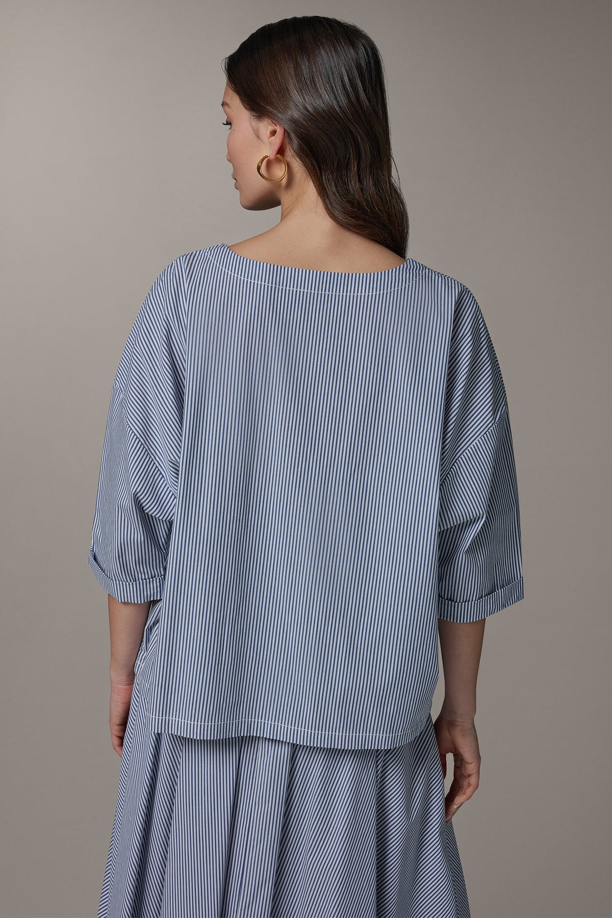 Donna Karan 3/4 SLEEVE STRIPE BLOUSE