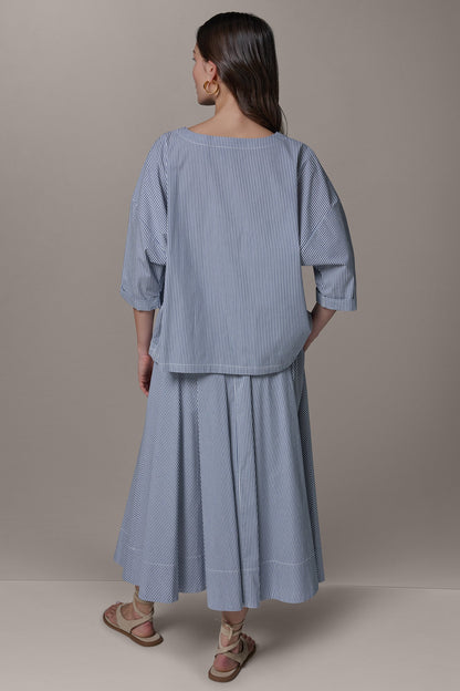 Donna Karan 3/4 SLEEVE STRIPE BLOUSE