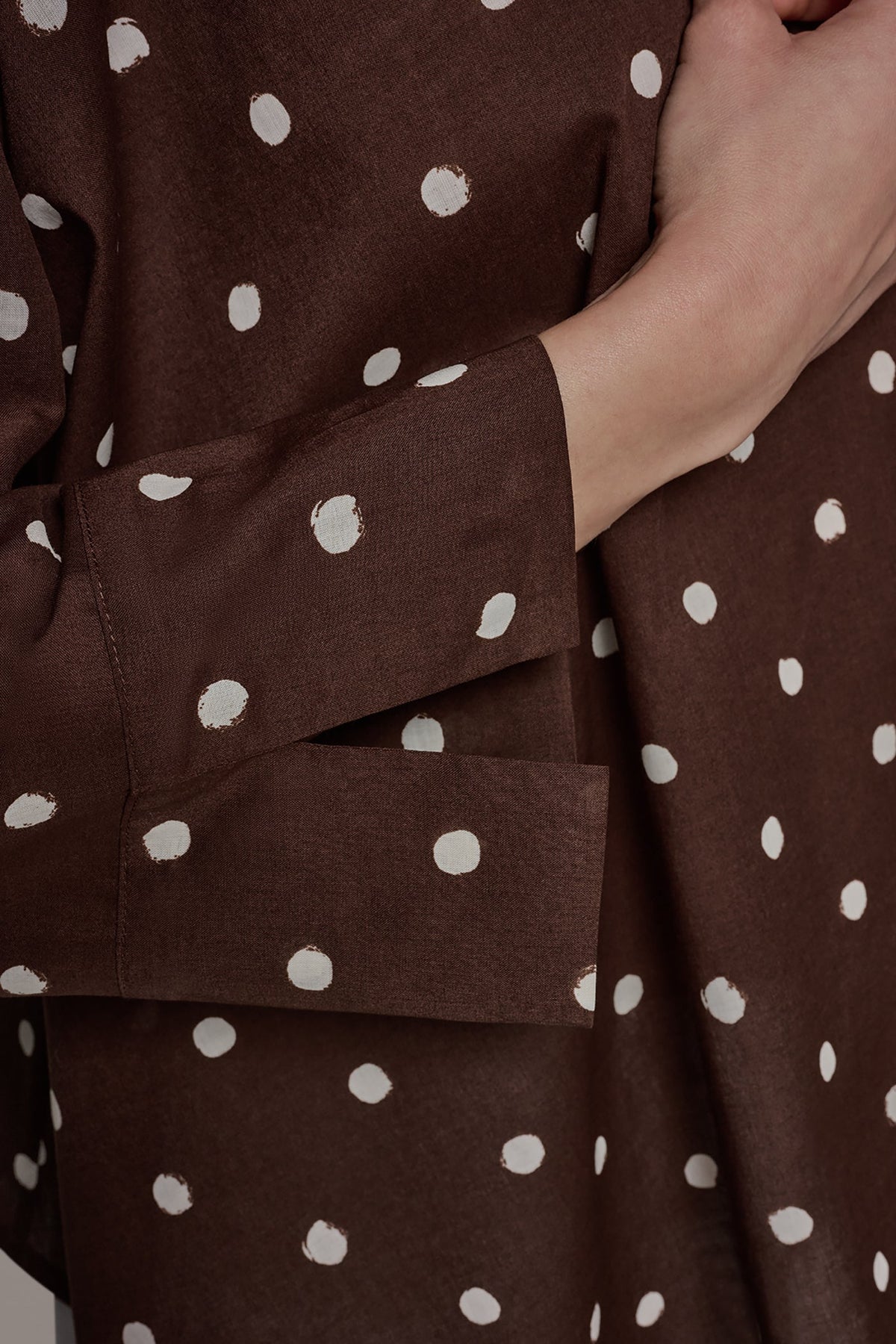 Donna Karan BRACELET SLEEVE POLKA DOT BLOUSE