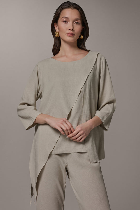Donna Karan 3/4 SLEEVE OVERLAY BLOUSE