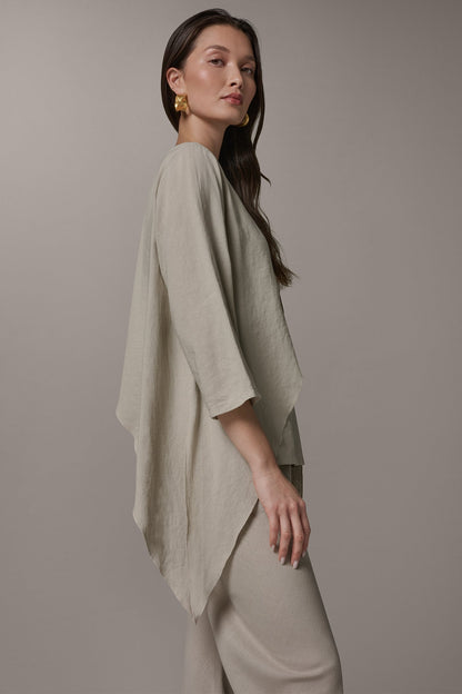 Donna Karan 3/4 SLEEVE OVERLAY BLOUSE