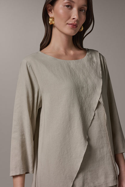 Donna Karan 3/4 SLEEVE OVERLAY BLOUSE