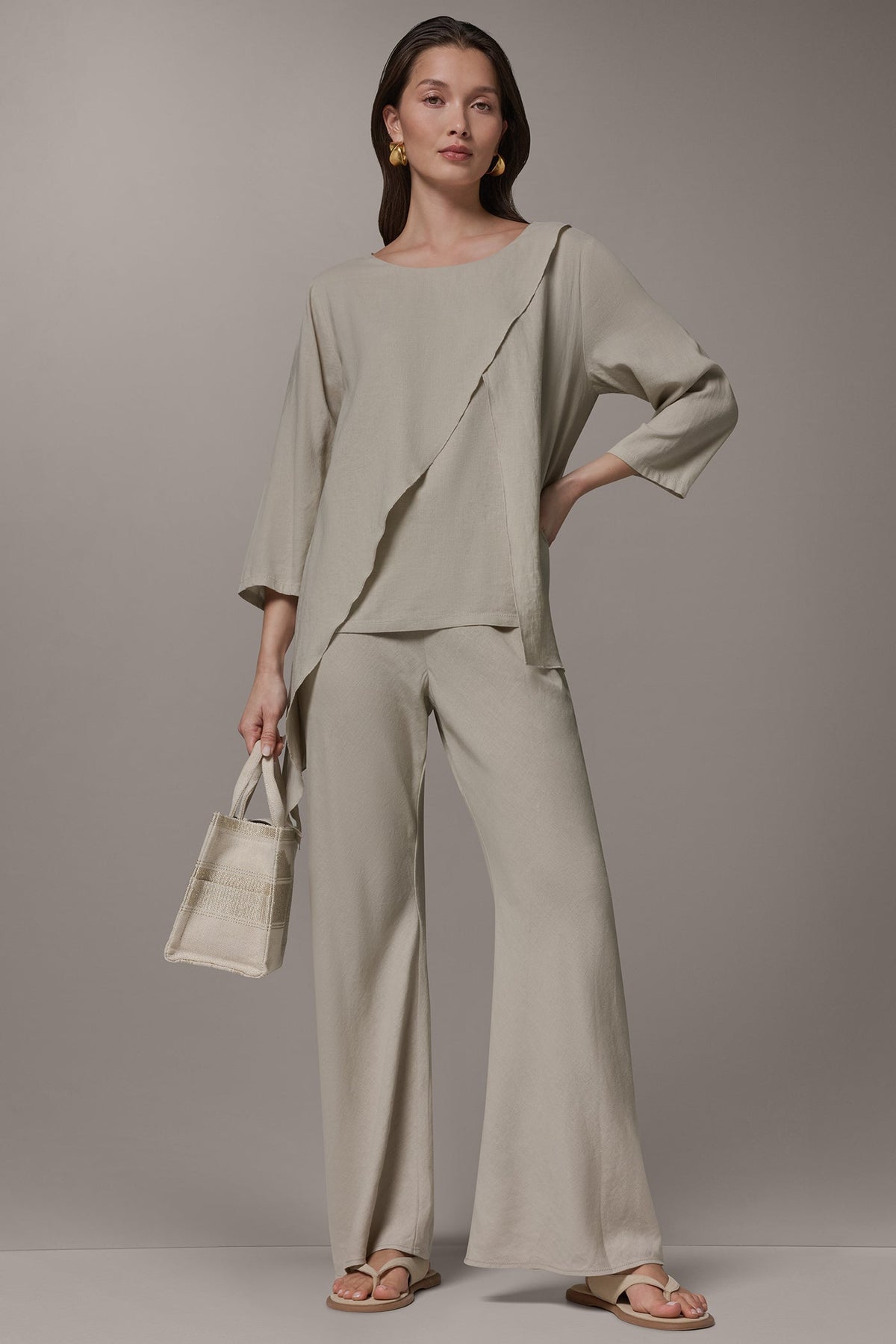 Donna Karan 3/4 SLEEVE OVERLAY BLOUSE