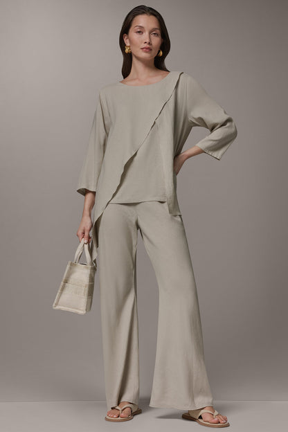 Donna Karan 3/4 SLEEVE OVERLAY BLOUSE